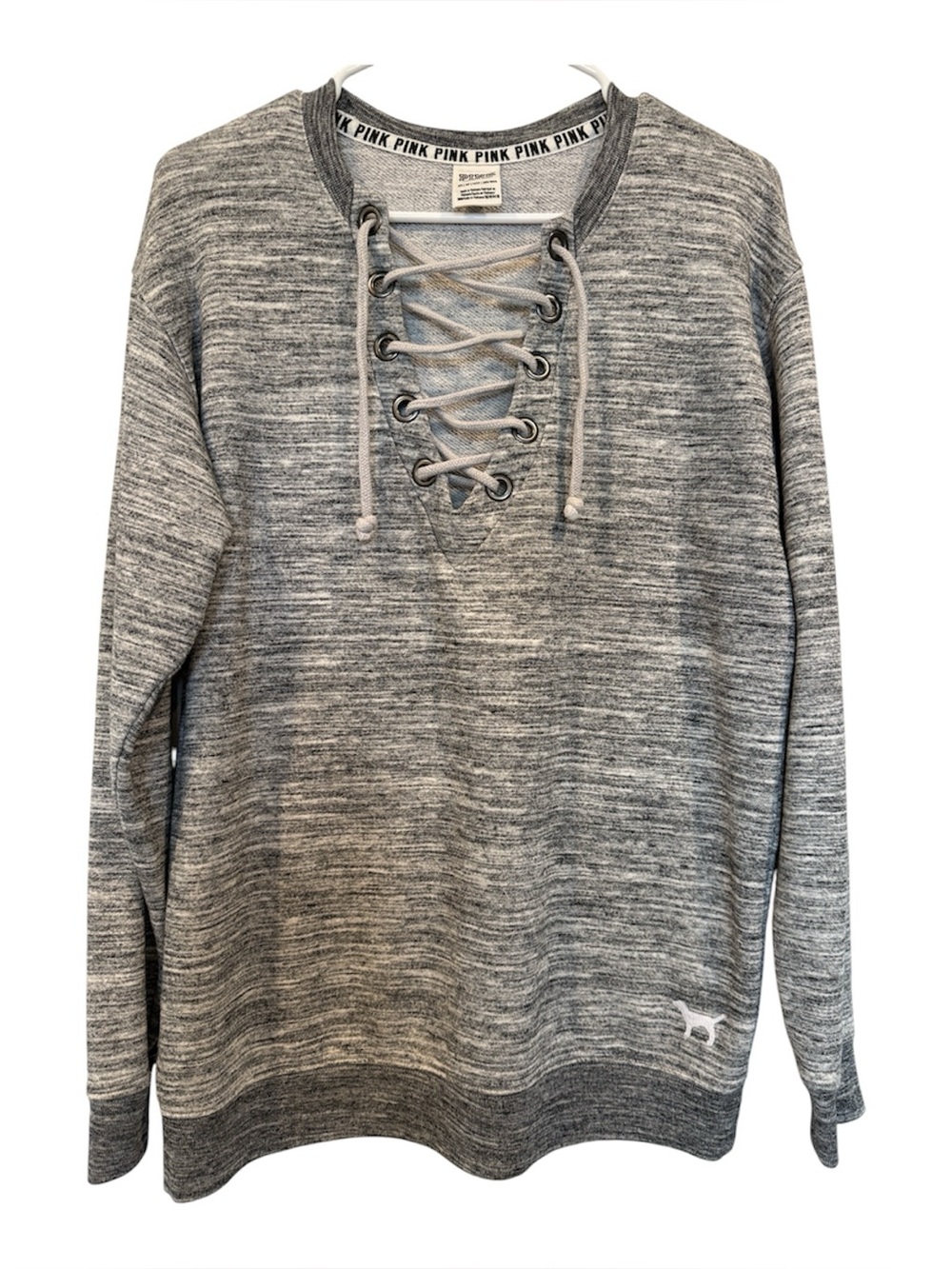 PINK Lace-Up Pullover Sweatshirt